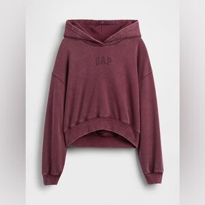 Gap Crop Logo VintageSoft Hoodie, Tuscan red wash, XS Petite